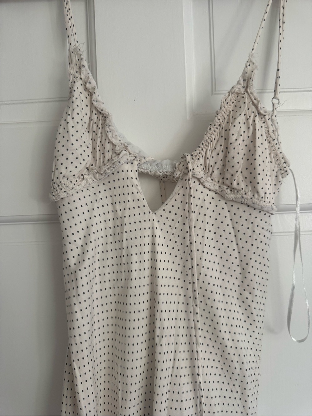 Zara Cream Maxi Slip Dress with Subtle Dot Print - Picture 2 of 4